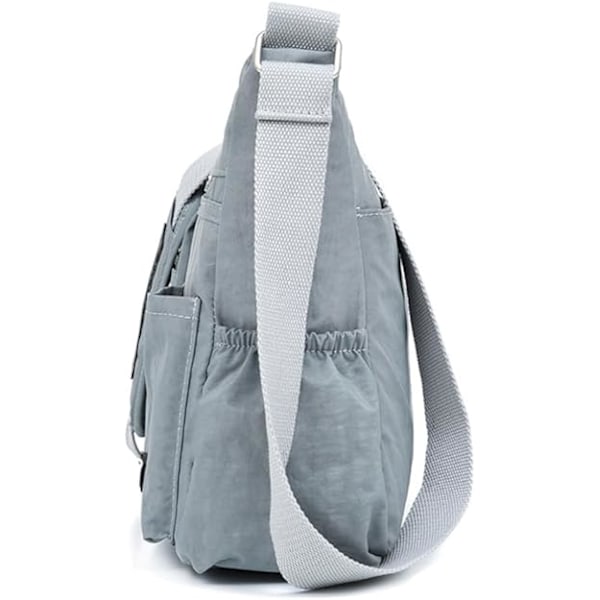 Stor Crossbody-väska för Kvinnor Mode Vattentät Nylon Axelväska Casual Multi-ficka Crossbody-väska Gray