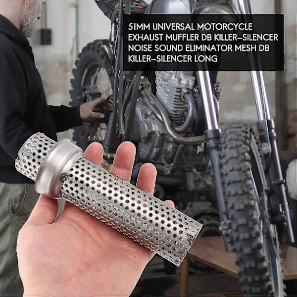 51mm Universal Motorcykel Udstødningspotte Db Killer - Støjreduktion Mesh Db Killer - Lang