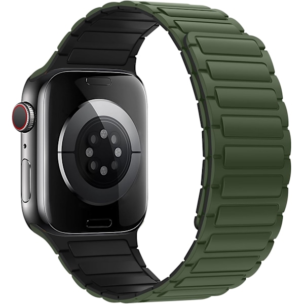 Magnetiska Armbandsband Kompatibla med Apple Watch Armband Mjuk Silikon Ersättningsband Utformat för iWatch Green Black 42/44/45/49mm