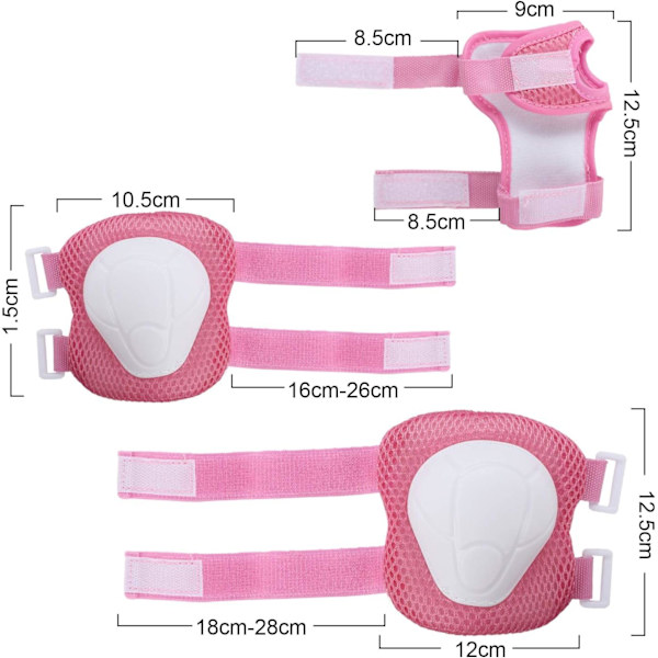 Barn Skate Pads 6 st Justerbara Barn Knäskydd Armbågsskydd Handledsskydd Skyddsutrustning Set för Cykling Rullskridskoåkning Scooter Pink