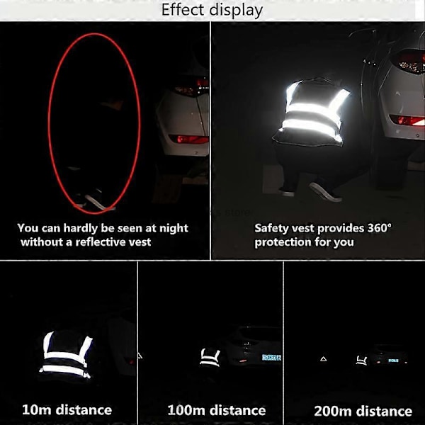 Reflekterande säkerhetsväst för kvinnor och män, hög synlighet, säkerhet med fickor, dragkedja fram, uppfyller ANSI/ISEA-standarder black L
