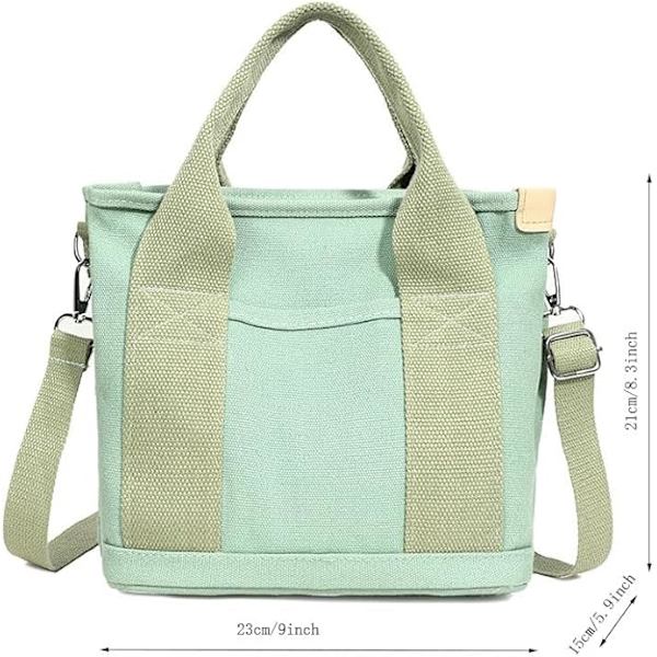 Handväska för damer, axelväska i canvas, crossbody-väska, multifunktionell shoppingväska, liten tygväska med mini-kapacitet, fritidsväska för arbete 03a-verde