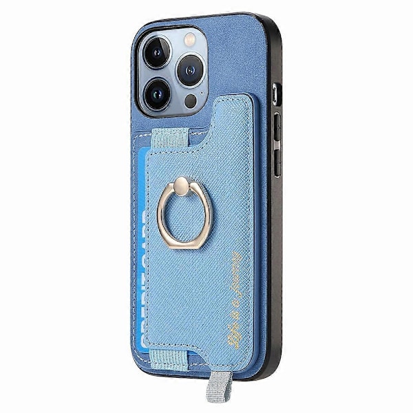 B5 For iPhone 16 Pro Max Etui 2-i-1 Magnetisk Avtakbar Kortlomme Lær+TPU Telefondeksel - Blå Blue