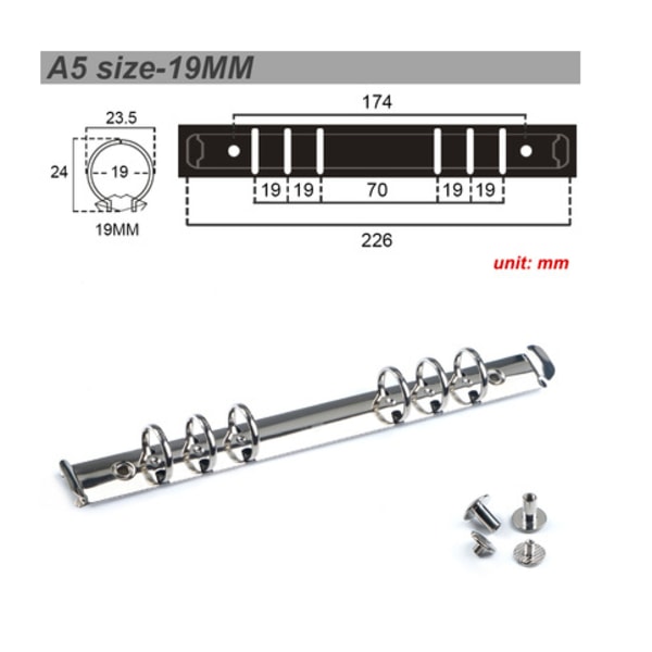 4 stk. A5 Binder Sneglehæfter Papirmapper Kontorartikler Fastgørelseselement Kontordeler Kontorartikler Kontorblok Mini Hæfter Klemme Ring Løse