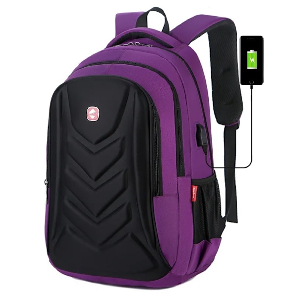 Stor affärsdatorryggsäck, skolväska för studenter Purple