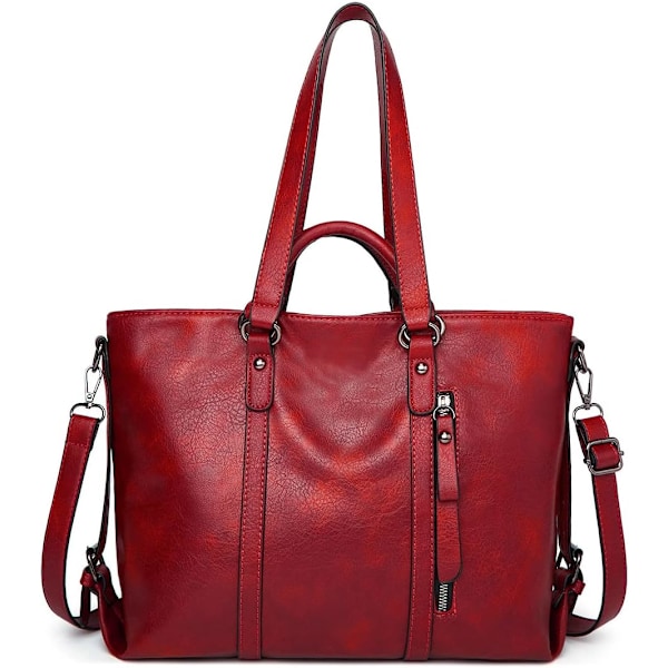 Damhandväskor, Retrostil Mjuka Läder Väskor, Mode Crossbody Väskor, Stor Storlek, Svart Estilo 1 Rojo 13.5 inch