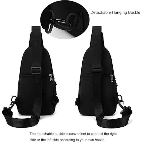 Sling Bag för Män och Kvinnor, Liten Bröstväska i Nylon, Vattentät, Lättviktig, Mini Crossbody Ryggsäck för Vandring, Camping