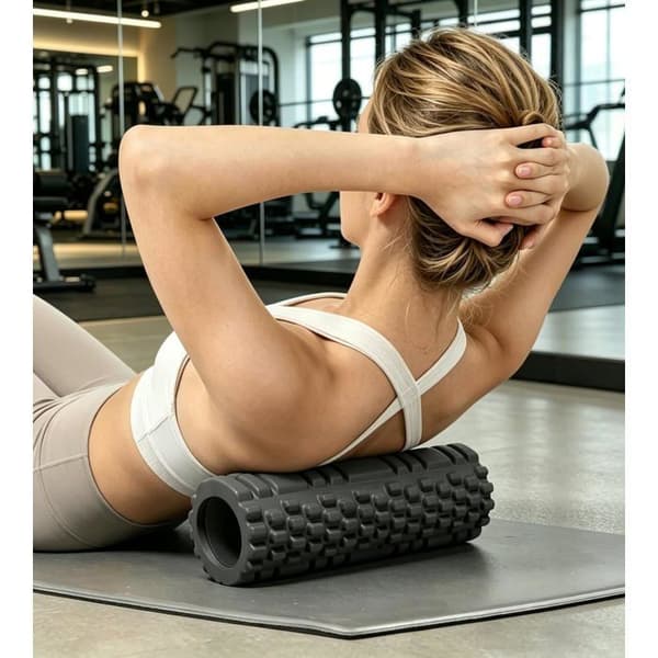 Massagerulle til massage af bindevæv og lindring af muskelspændinger; (30 x 10 cm) (Sort)