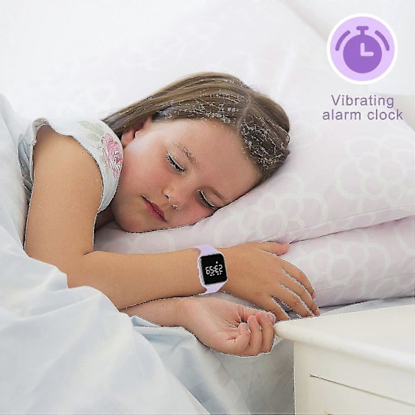 Barneklokke, Digital Klokke Kompatibel Med Gutter Jenter, Sportsklokke Med Aktivitetsmåler, Vekkerklokke, Stoppeklokke, Ingen App Og Vanntett, Klokke Kompatibl 04-LightPurple-E