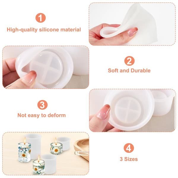 DIY Silikonljusformdelar, 3 storlekar av epoxihartsform