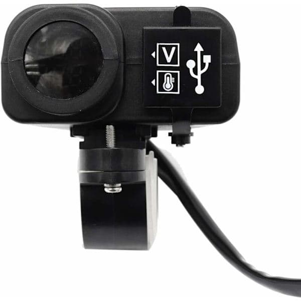 12V 5V MC USB-lader for 2.1A 12V MC-lader med LED-voltmeterdisplay Termometer