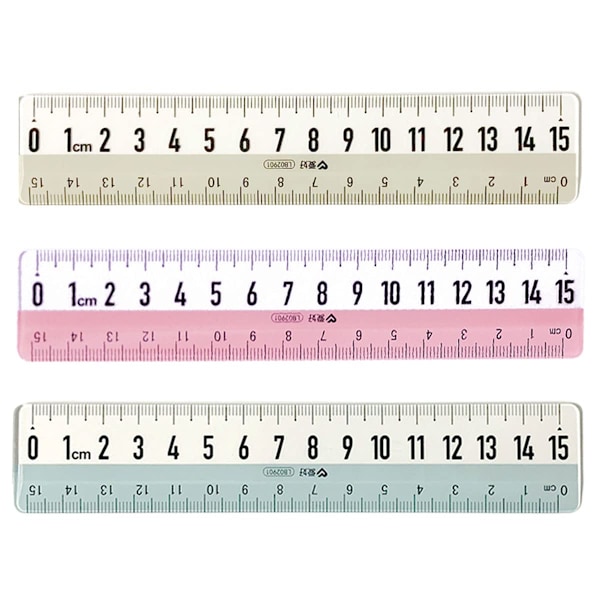 3Pcs Transparent Straight Ruler with Extra Large Clear Scale,6In Plastic Rulers 15cm Shatterproof Drawing Measuring Ruler Tool for Stationery Supplies