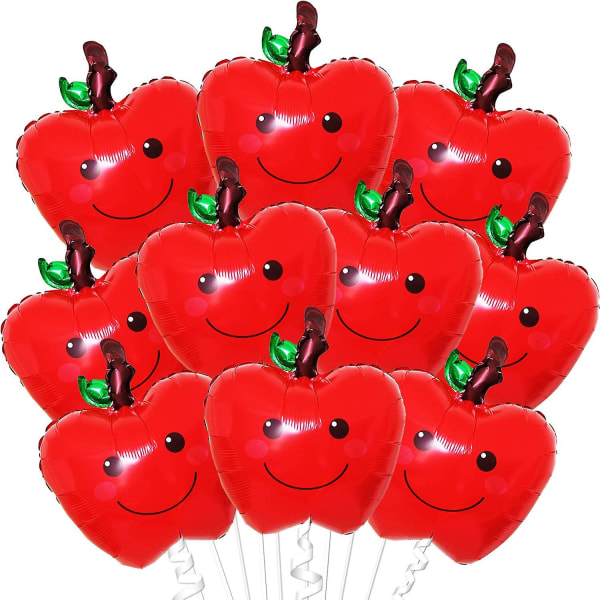 Apple Balloons For Back To School Decorations - Pack Of 10, Apple Decorations For Party | Red Apple Mylar Balloon | Back To School Balloons | Apple Fo