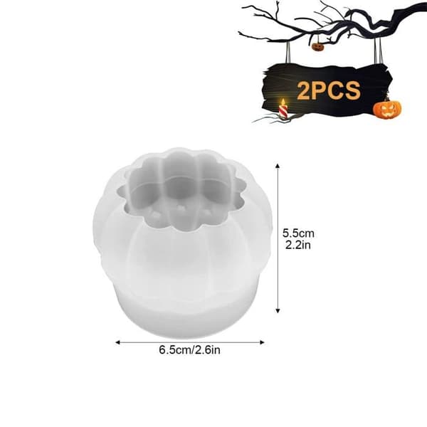 Sæt med 2 græskarformede lysforme til Halloween, lavet af 3D silikone, til lysfremstilling, håndværksgave