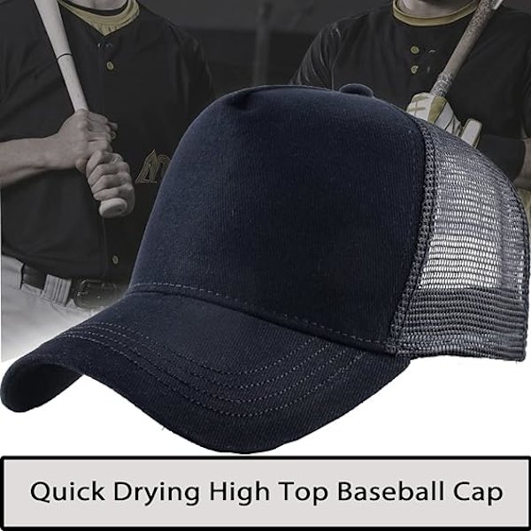 5 Panel Baseball Caps, Mesh Caps, Justerbar Snapback, Mesh Ensfarvet Unisex Negro