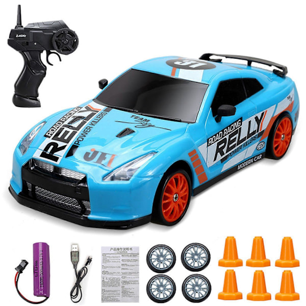 RC Driftbil, 15 km/t, ripebestandig, lett, oppladbar, lav friksjon, fjernstyrt bil Llight Blue