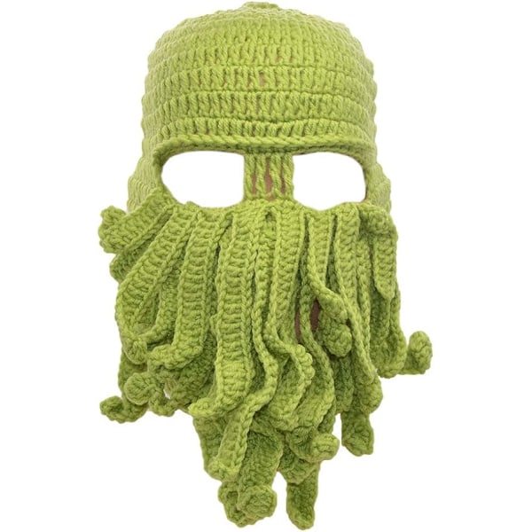 Stilful Unisex Strikket Blæksprutte Beanie Vindtæt Ski Maske Hat Kappe Hold Ansigtet Varmt Green