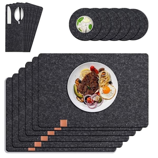 Filt coasters i filt & læder - vaskbare coasters til borde og krus