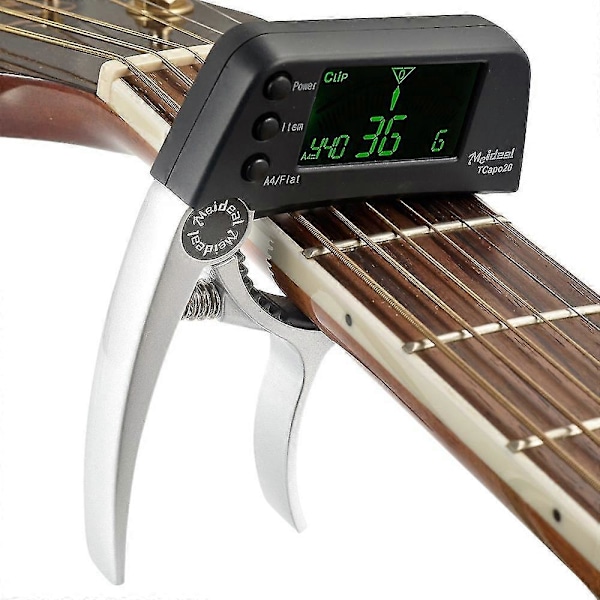 Akustisk Gitarr Stämapparat Capo Snabbt Byte Nyckel 2 i 1 Capo Stämapparat Metall för Elgitarr Bas Kromatiska Delar Black