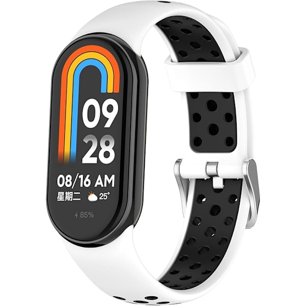 Smart Watch Rem til Xiaomi Mi Band 8, Silikone Rem, Udskiftningsarmbånd, Rem til Håndled, Tilbehør til Rem white black