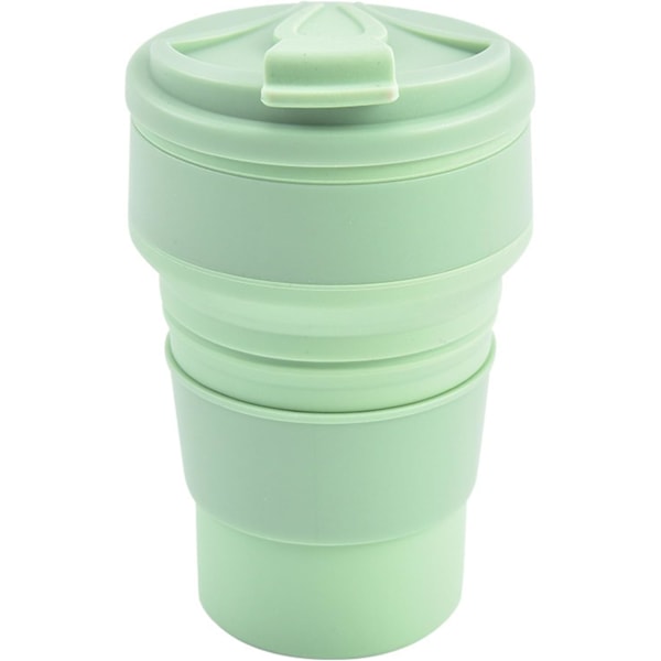 Silicone Folding Water Cup Portable Outdoor Cup Telescopic Coffee Cup Creative Water Cup (Green,350ml)