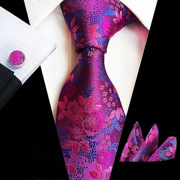 Miesten solmiot, 3 kpl, paisley-kuvioiset raidat, solmio, bisnespuku, häälahja ZWF fuchsia