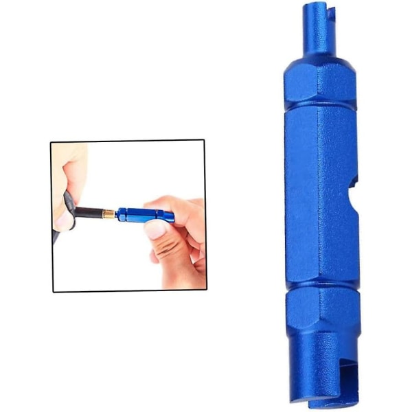 Ve-munnstykkefjerner-fjernerverktøy Fjern sykkelslange-dekk Multifunksjonelt dobbelthode fransk ventilfjerningsverktøy (blå) (1 stk)