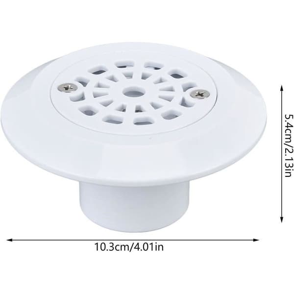 Poolavlopp, plastpoolutlopp, vit, ytterdiameter 45 mm, innerdiameter 38 mm