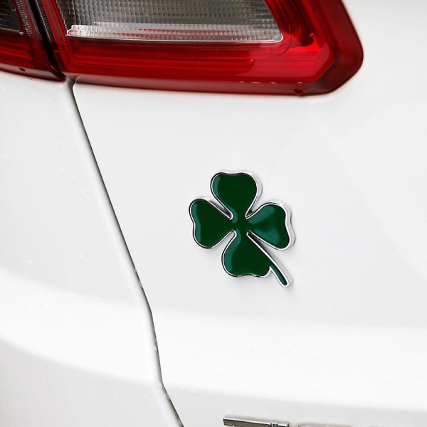 1 st grönt klöveremblem för Alfa Romeo fyrklöver krom metall bilstyling emblem bilsticker kärlek hälsosam lyckosymbol Style 1