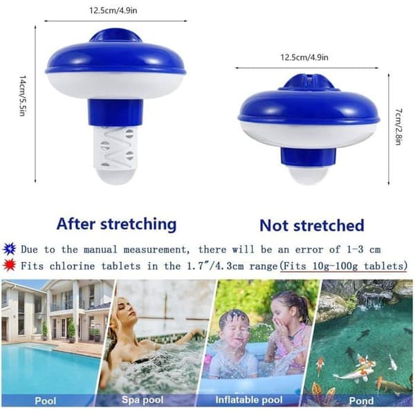 Flydende klordispenser til spa og pool - Udtrækkelig tablet dispenser (12,7 cm)