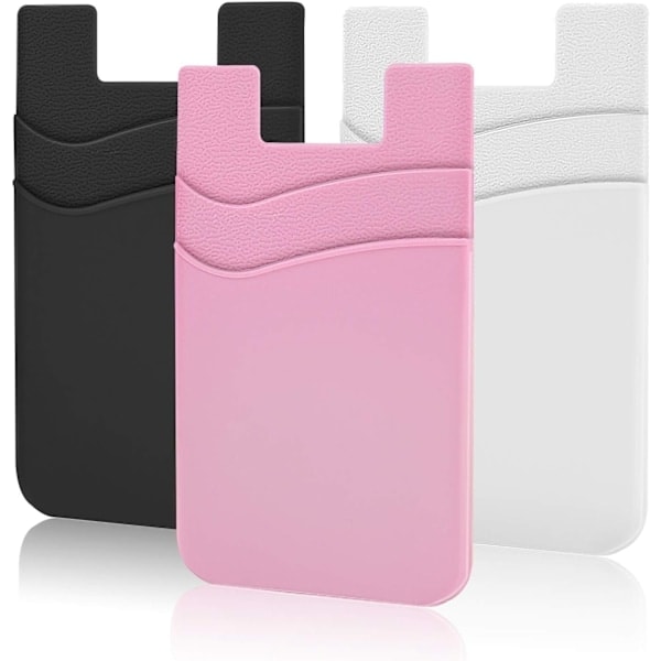 Puhelintasku, itseliimautuva lompakkokortin pidike puhelimen taakse, yhteensopiva älypuhelimien kanssa (musta, valkoinen, pinkki/3 kpl) Monivärinen Black+white+pink