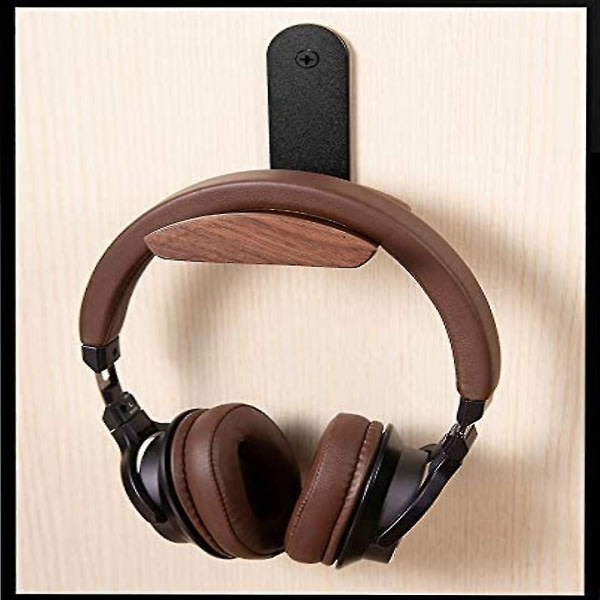 Kuulokkeiden koukkuteline, ripustusteline, kuulokejalusta, koukku, seinäteline, pähkinäpuinen kuulokepidike kuulokkeille, studiolle ja PC Gamille