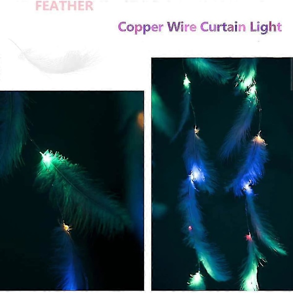 Fjederlys, LED Dekorative Lys, Fjernbetjening Romantisk Væghængende Gardin Dekoration, Fjederlys Style 2 3*3M