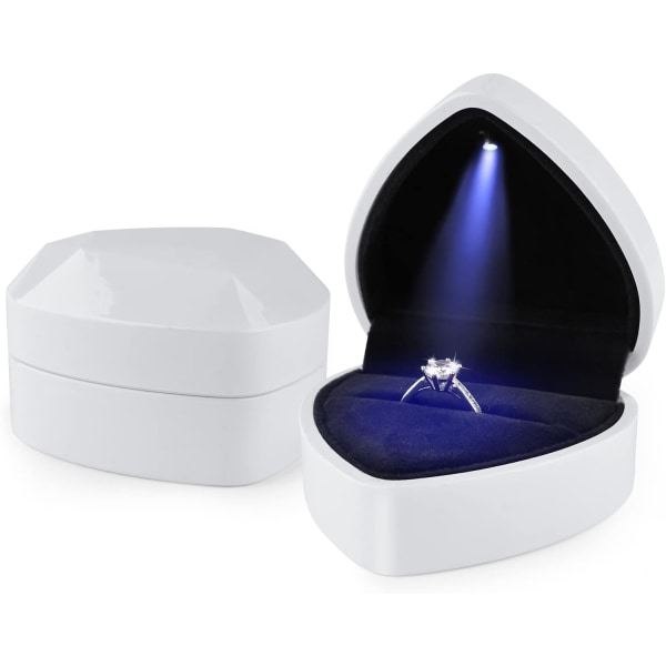 Ring Box With Led Light Jewellery Gift Box Engagement Creative Diamond Heart Shaped Ring Box Wedding Ring Case  (Black)