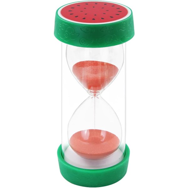 Frukt Timeglass Sandklokke, Sikker Fargerik Klar Måler Sandklokke med Beskyttende Deksel Base for Hjem Desk Dekor Kjøkken Matlaging Nedtelling Watermelon 10 min