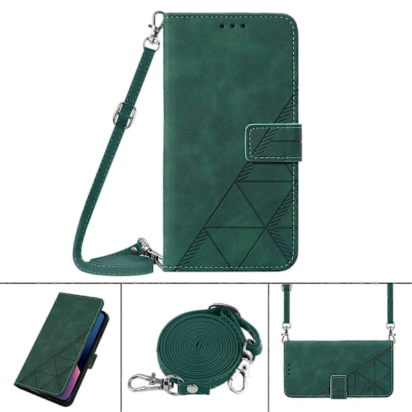 Kompatibel med Samsung Galaxy A71 4G Fuld Beskyttelse Blød PU Læder Flip Wallet Telefon Cover med Kortholder og Lang Rem Green