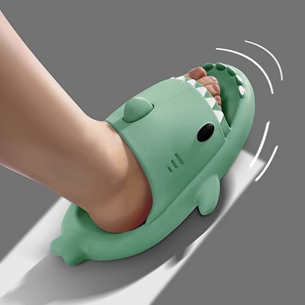 Hajtofflor för pojkar och flickor, Shark Flip Flops för män och kvinnor, Shark Slippers, Bekväma halkfria pool-hajsandaler med tjock sula för sommaren Matcha Green 40/41