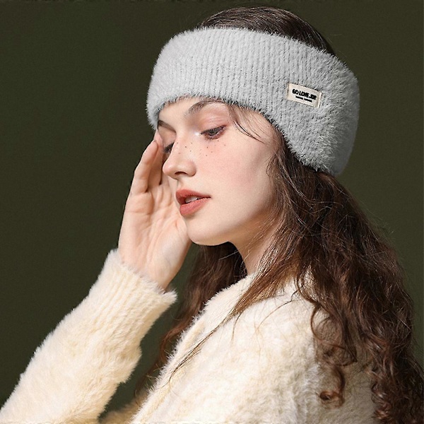 Fleece Öron Vintervärmare Mjuka Öronmuffar Pannbandsskydd för Herr Dam Unisex Skidåkning Löpning Cykling Grey