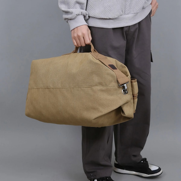 45L Canvas Reseryggsäck, Vandringsryggsäck, Casual Utomhusryggsäck, Bokväska, Skolryggsäck, Fiskeryggsäckar Khaki