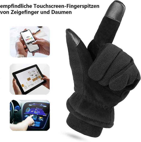 Termiske læderhandsker til mænd, touchscreen-vinterhandsker, skihandsker, cykling