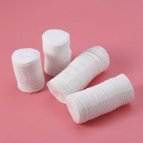 Bomulls sminkefjernerpads - 180 stk, runde, tykke 3-lags - Egnet for ansikt
