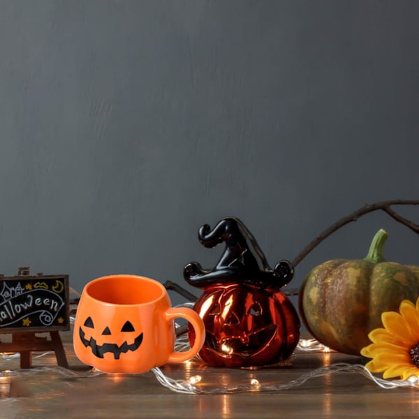 Halloween-krus med gresskar, søt keramisk gresskarkopp Halloween-krus Keramisk gresskar Halloween-tema espressokopp