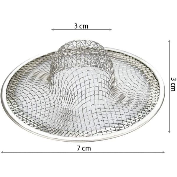 Sæt med 3 vaskesier i rustfrit stål, anti-tilstopning køkkenvask rist afløbsfilter, si (7 cm diameter)