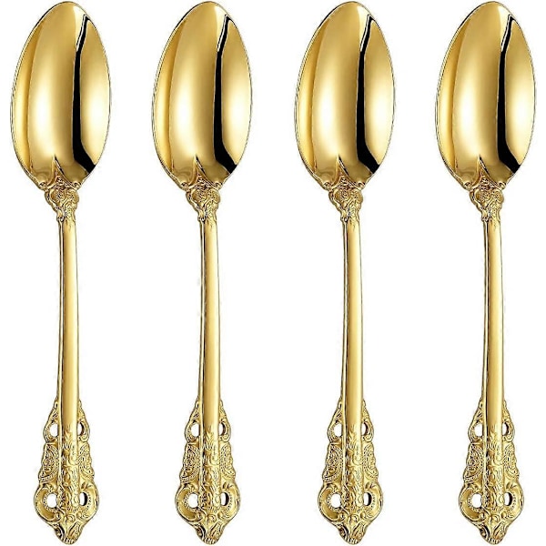 Flotte 7\" teskeer, sæt med 4, 18/10 rustfrit stål, guld, robust dessertskefuld
