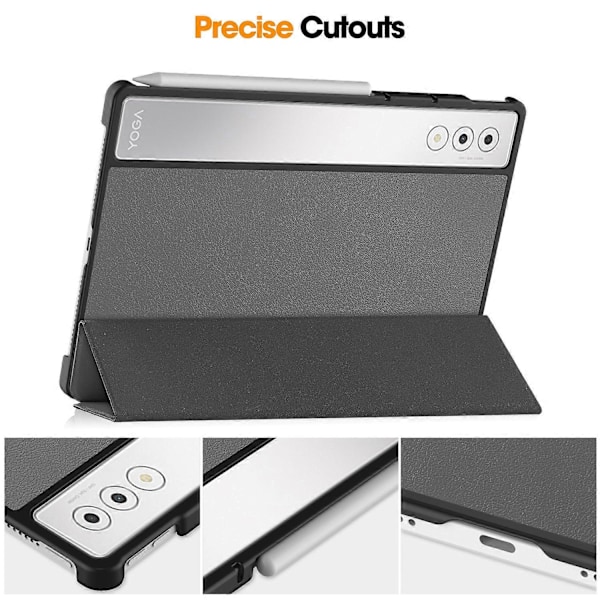 Til Lenovo Yoga Tab Plus Etui Anti-Drop Læder Stand Tablet Cover - Grå Multicolor Grey