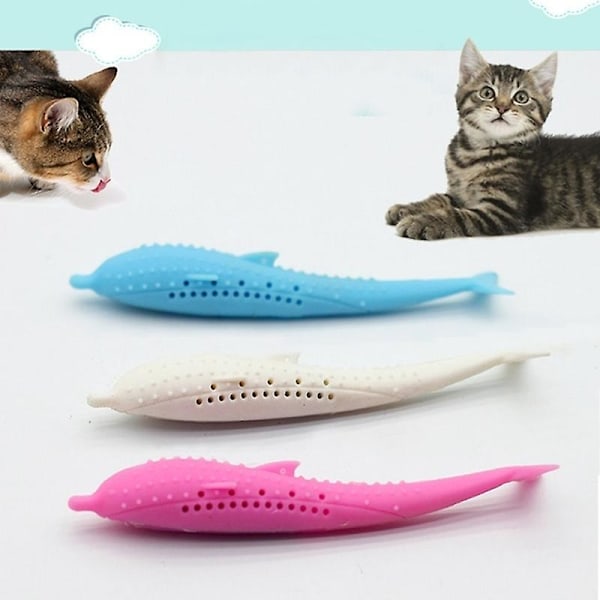 Kattmynta Katt Tandrengöring Silikon Delfin Leksak White