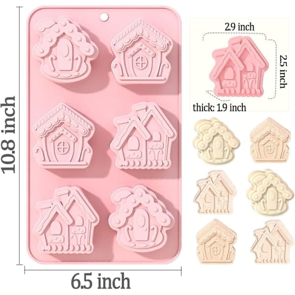 (2-pack) Jul Silikonformar Pepparkakshusformar Non-Stick Silikonformar för Bakning Rosa Geléformar Choklad