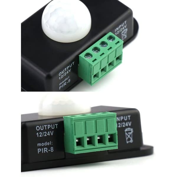 Infrarød bevægelsesdetektor, 12V/24V PIR-controller, PIR-sensor, velegnet til LED-strips, pakke med 2.