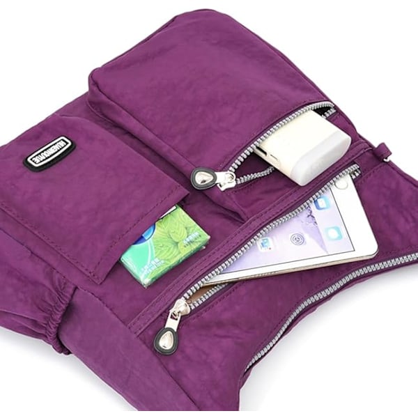 Stor Crossbody-veske for kvinner, moteriktig vanntett nylon skulderveske, avslappet crossbody-veske med flere lommer Gray