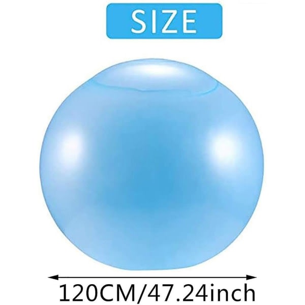 120 cm Big Bubble Ball Magic Bubble Balls Transparent Bounce Ballon Oppustelig vandbold Strandhavebold Blød blå Blue